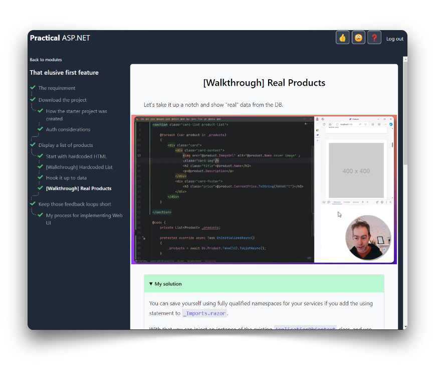 Blazor Jumpstart course screenshot